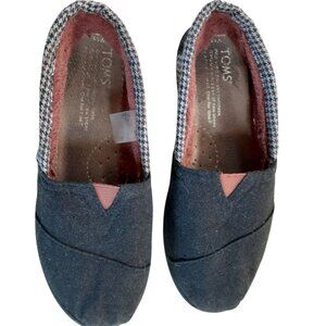 Tom's Youth Unisex Houndstooth Faux Fur Lined Slip On Flap Shoes Black Size 3